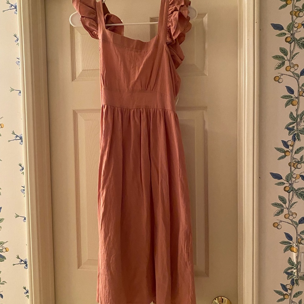 Rose sun dress backless dress midi baby shower dress